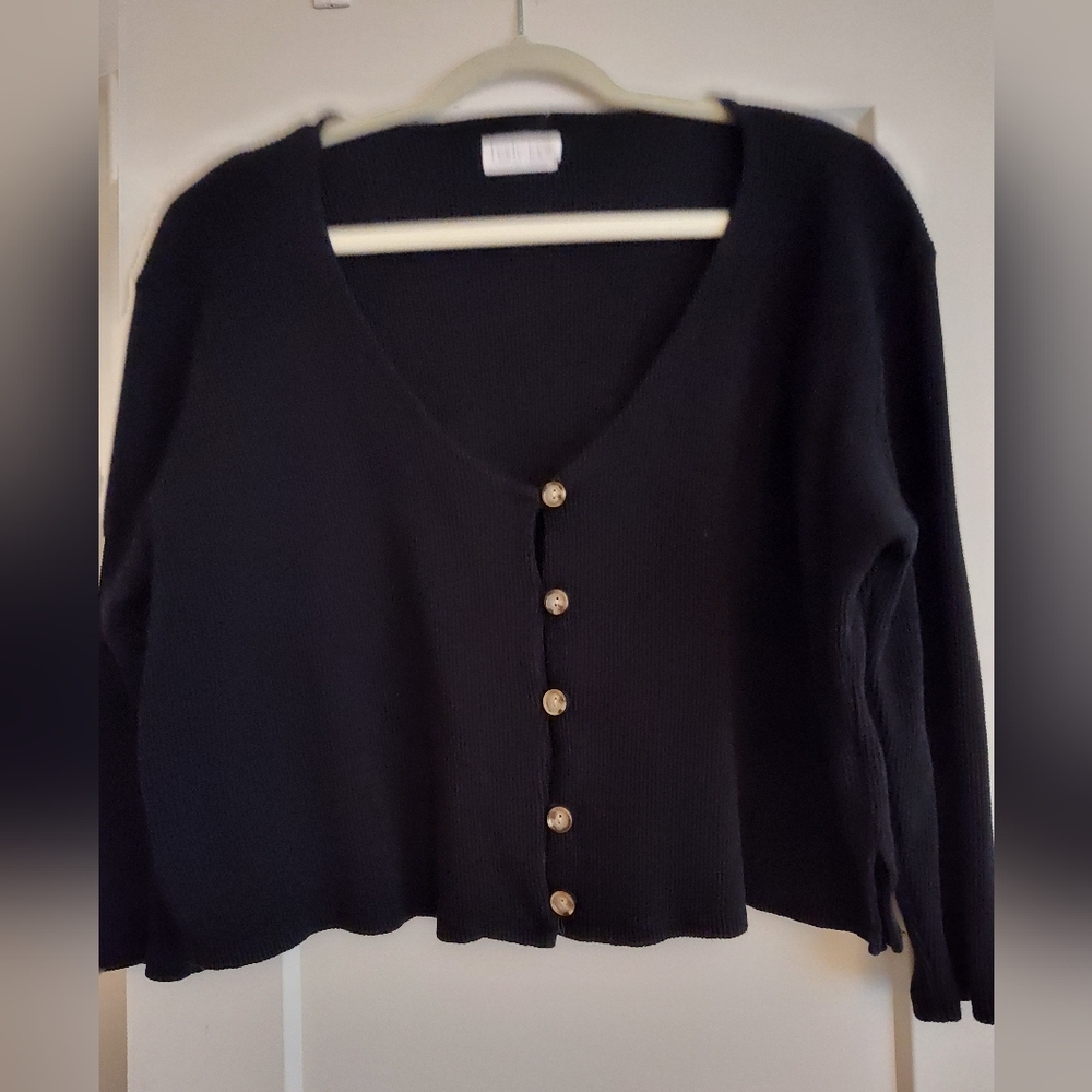 Harly Jay Thermal Cardigan, L/XL, Black, Like New